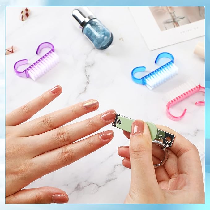 200 Pcs Handle Grip Nail Brush Fingernail Scrub Cleaning Cleaner Nail Brushes Scrubber Bulk for Men Women Hands Feet Toes and Nails Pedicure, 4 Colors