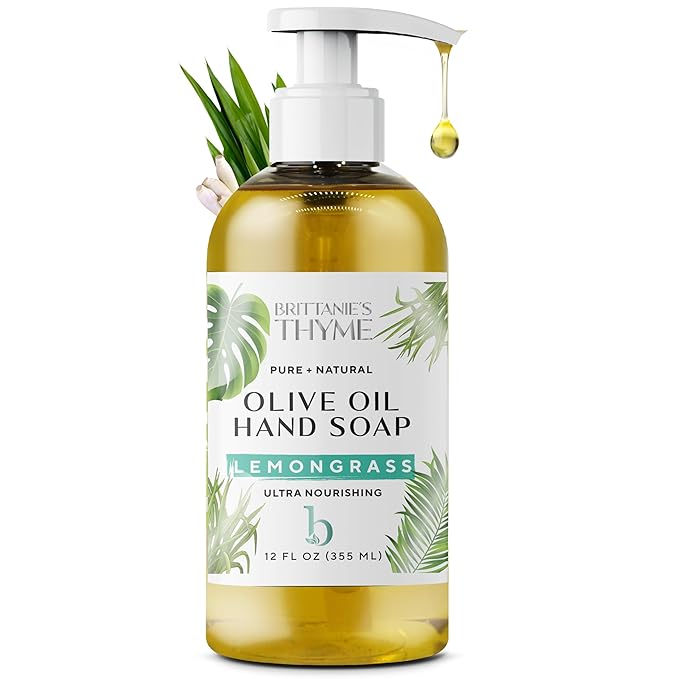 Brittanie’s Pure Castile Liquid Soap Refill, Lemongrass, 12 Ounce | Dish Soap, Hair & Body, Home, Gentle and Pure, Made with Natural Luxurious Oils, Vegan & Gluten Free Non-GMO