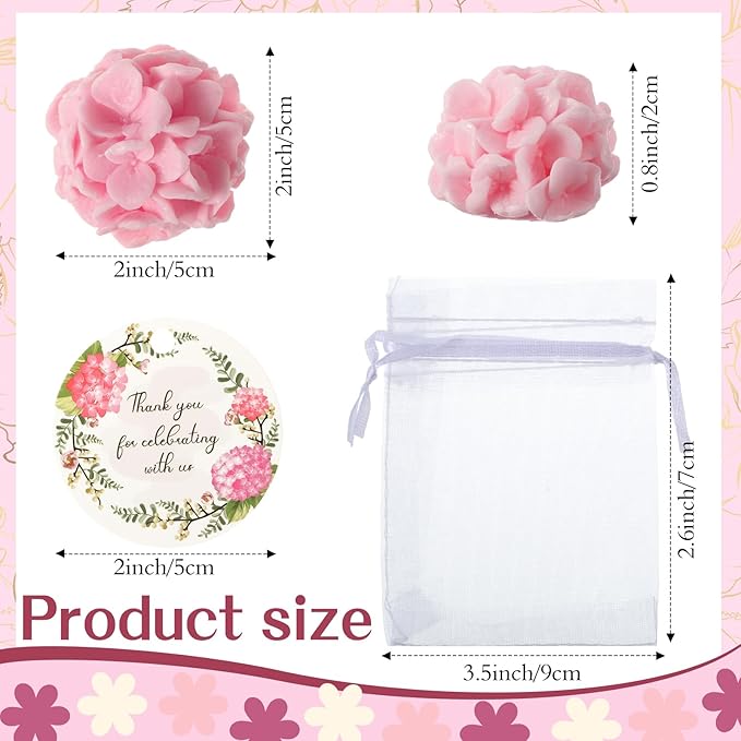 Demissle 24 Set Flower Mini Soaps for Guests Flower Soap Wedding Handmade Gift Favors Fancy Decorative with Thank You Tags for Wedding Bridal Guest Gift Party Favor(Hydrangea)