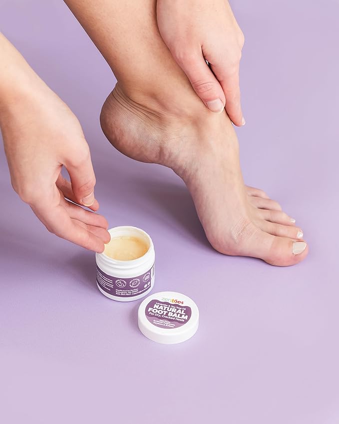 ZenToes Moisturizing Heel Socks with Natural Hydrating Foot Balm Bundle - Home Pedicure Gift Set - Fuzzy Pink Kit