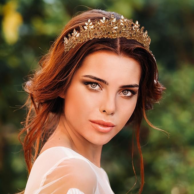 LIMELIA Women's Tiara for Henna Wedding Party|Glitter Hair Accessories for Bridal Birthday Pageant Prom Halloween Costume Christmas Party, Princess Crown|Crystal Stone-Honey