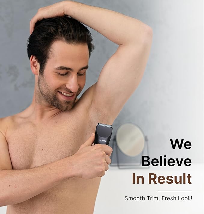 Grooming Trimmer 1.0 – Groin & Body Shaver for Men with Skin-Friendly Ceramic Blade & IPX6 Water Protection – Snag-Free Ball Shaver with 150-Minute Run Time