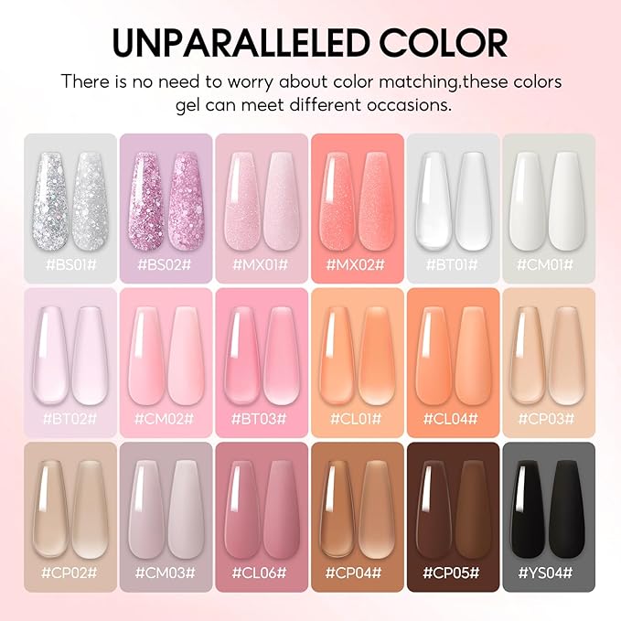 COSCELIA Poly Nail Gel Kit Starter Kit 18pcs 16ML Poly Nail Extension Gel without Lamp for Beginners with Everything Nail Thickening Solutions Matte Top Coat Gifts for Women