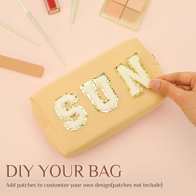 Sanwuta 9 Pcs Preppy Makeup Bag PU Leather Cosmetic Bag Makeup Pouch Plain Waterproof Toiletry Organizers for Traveling Preppy Travel Purse End of the Year Teacher Gifts Bulk(Pink Brown Series)