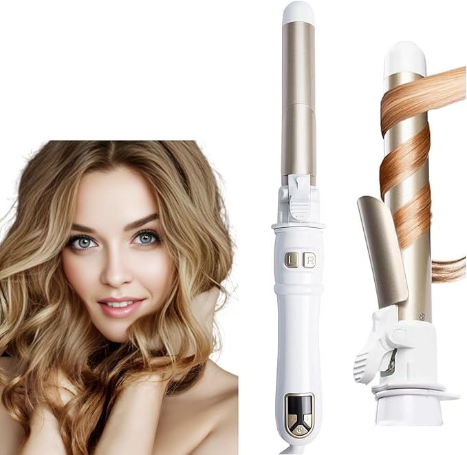 Automatic Curling Wand 28mm/1.1 inch Rotating Curling Iron with LED Display Fast Heating Wand for Short Long Hair Professional Hair Waver Styling Irons