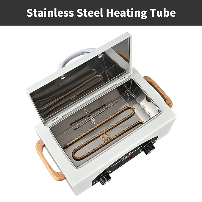 High Temperature Metal Tool Cleaning Box, 110V 300W 1.5L with Timer Manicure Pedicure SPA Salon Barber Equipment for Sundry Beauty Hair Nail Metal Tools with Handle