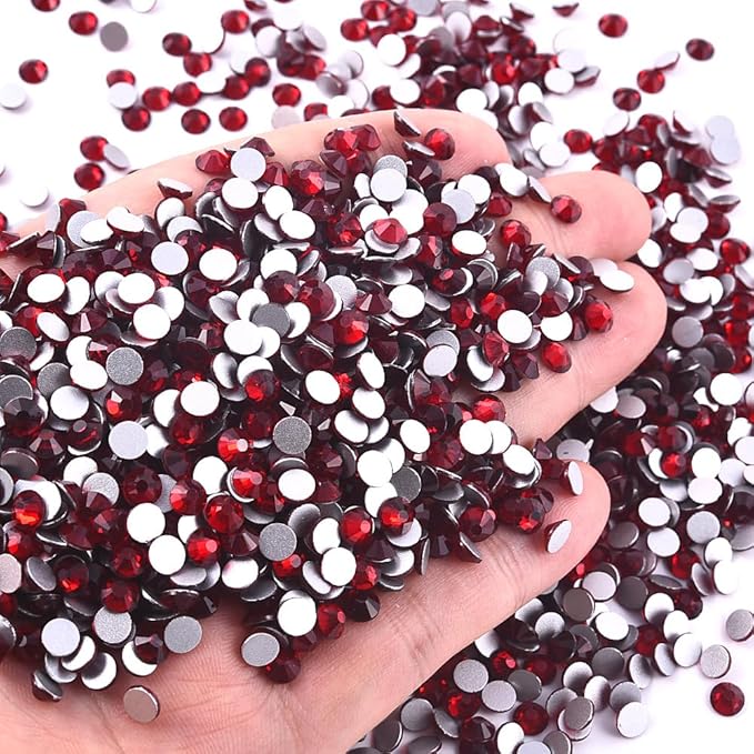 Blinginbox Flatback Rhinestones Bulk,14400pcs Crystal Round Loose Gemstones Glass Rhinestones for Crafts Makeup Nail Art Clothes Shoes DIY Decorations(SS20,4.6-4.8mm,Dark siam)