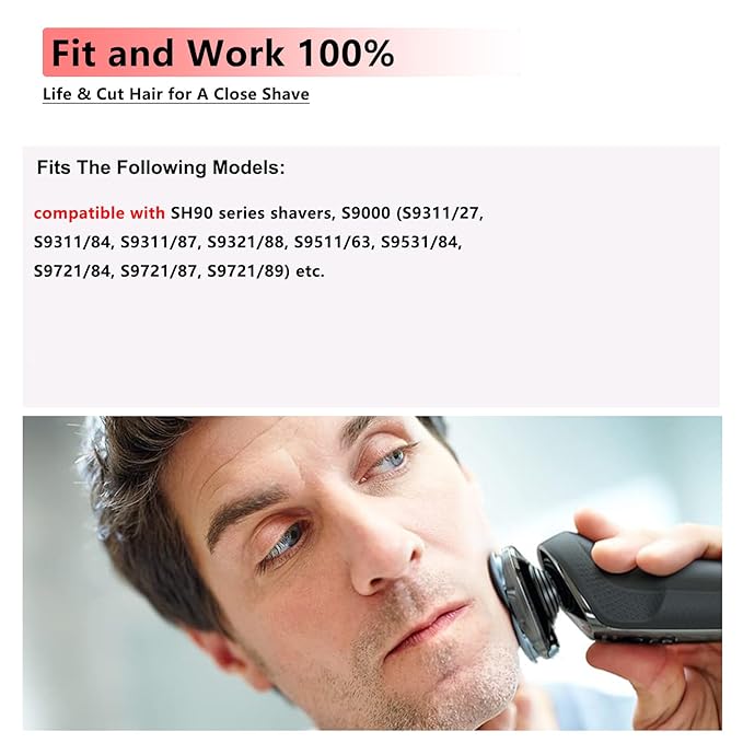 SH90 Replacement Rotary Heads Compatible with Philips Norelco 9000 Replacement Blades, for Norelco Series S9000 Prestige(S9xxx) 8000(S8xxx) Electric Razor Shaver, Upgrade SH90 Replacement Blades