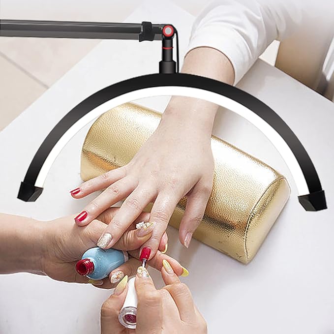 Desk Lash Light, Adjustable Brightness Half Moon Lamp, Adjustable Height Lash Lamp for Eyelash Extensions, Tattoo Artists & Nail Tech, 16in