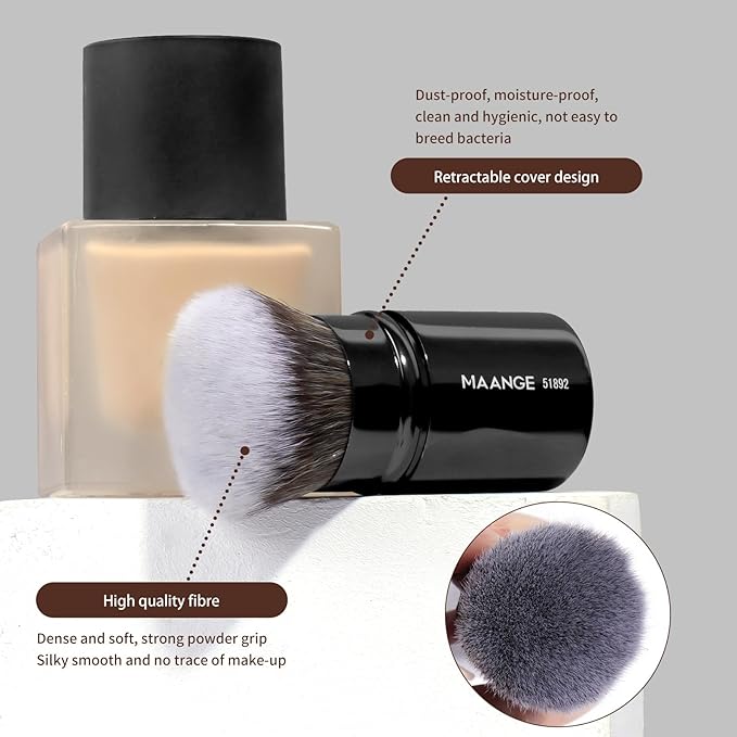 MAANGE 20 PCS Foundation Makeup Brush Set, Double-ended Kabuki Contour Brush for Liquid Powder Concealer Blending Blush Face Makeup Tools (Black)