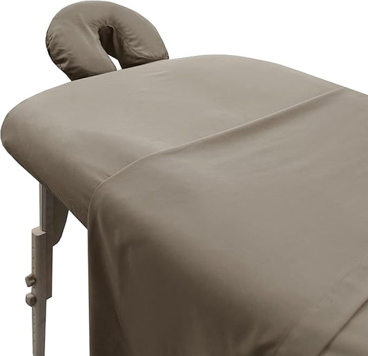LONDON LINENS Soft Microfiber 3-Piece Massage Table Sheets - Super Lightweight, Stain and Wrinkle Resistant - Includes Table Cover, Fitted Sheet, and Face Rest Cover (walnut)