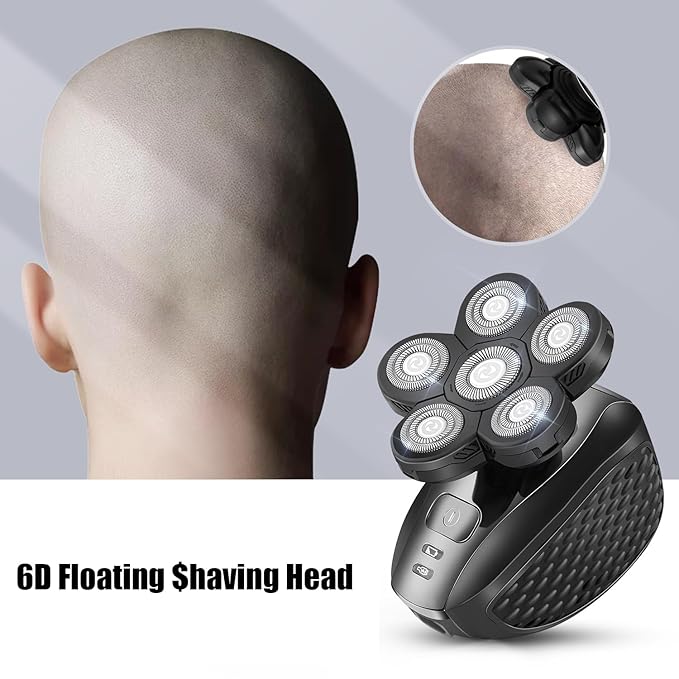 6 Head Shaver Replacement Razor Heads for Many Brands Bald Men's Electric Foil Shaver Replacement,Universal Shaver Replacement Blades for Electric Razor for Men Bald and Face (Black)