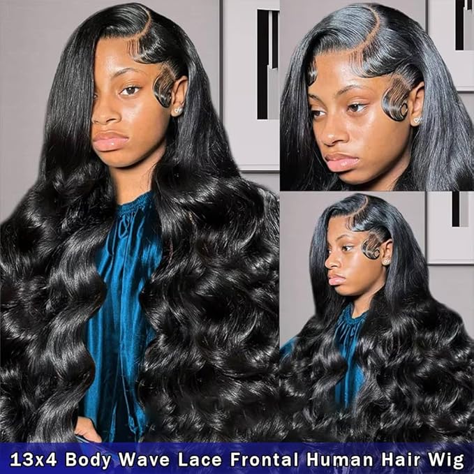 AIRDOT 13x4 HD Lace Frontal Wigs Human Hair 200% Density Body Wave Lace Front Wigs Human Hair Pre Plucked Frontal Wigs Human Hair Wigs for Women with Baby Hair 24 Inch