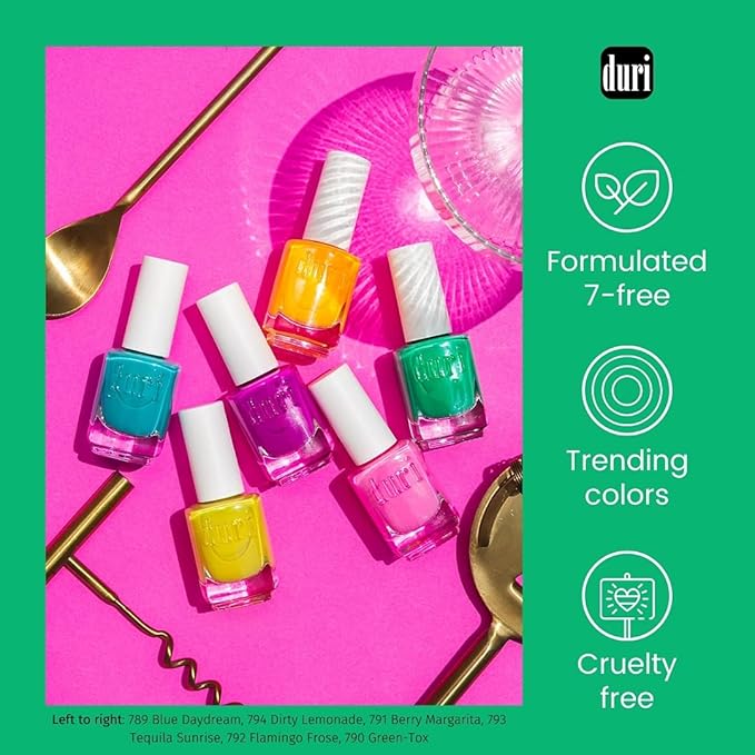 duri Nail Polish, 629 Strawberry Feeling, Red Metallic Shimmer, Semi Sheer, Glossy Finish, Fast Drying, 0.45 Fl Oz