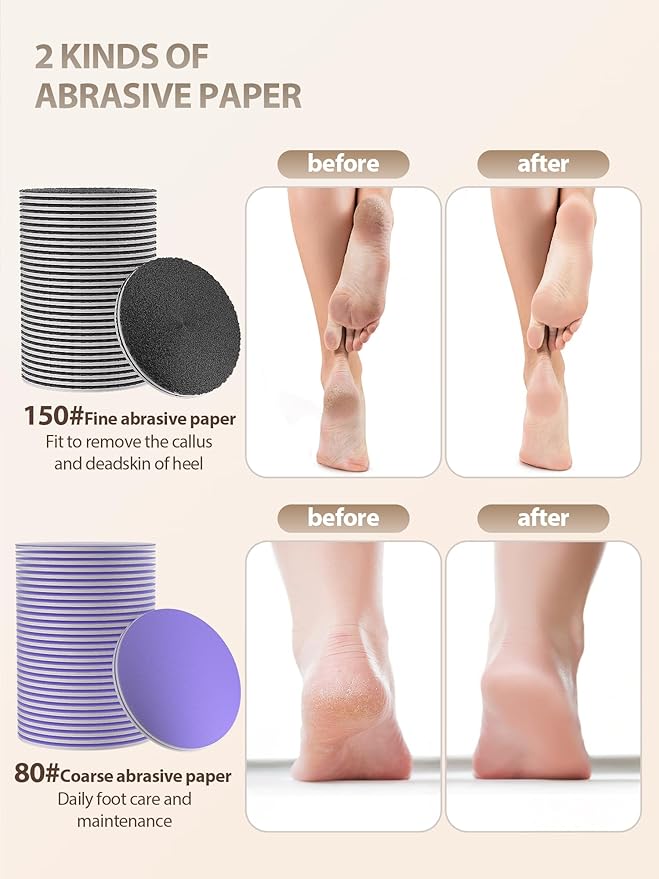 60 Pcs Sandpaper Set 1.7'' x 1.7'' for Electric Foot File Callus Remover
