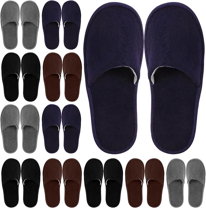 Geyoga 12 Pair Disposable House Slippers for Guests Non Slip Disposable Slippers for Spa Travel Hotel Shoeless Home Bride Bathroom Bedroom