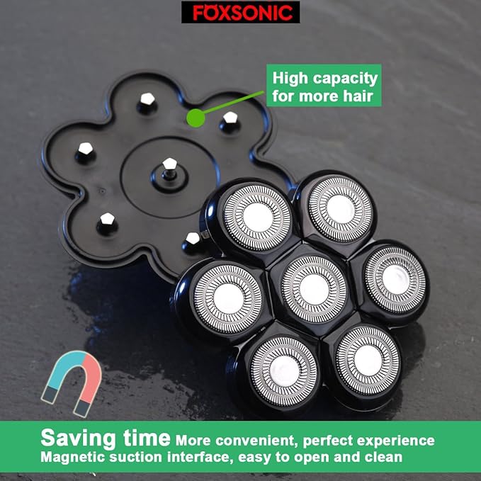 Universal Magnetic 7 Blades Head Shaver Replacement Blades for FREEDOM FREEBIRD and Other Brands Head Shaver (CX7 BLACK)