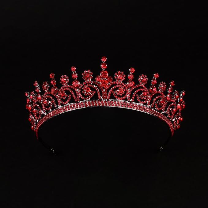 LIMELIA Women's Tiara for Henna Wedding Party|Glitter Hair Accessories for Bridal Birthday Pageant Prom Halloween Cos-play Christmas Party|Queen-Red