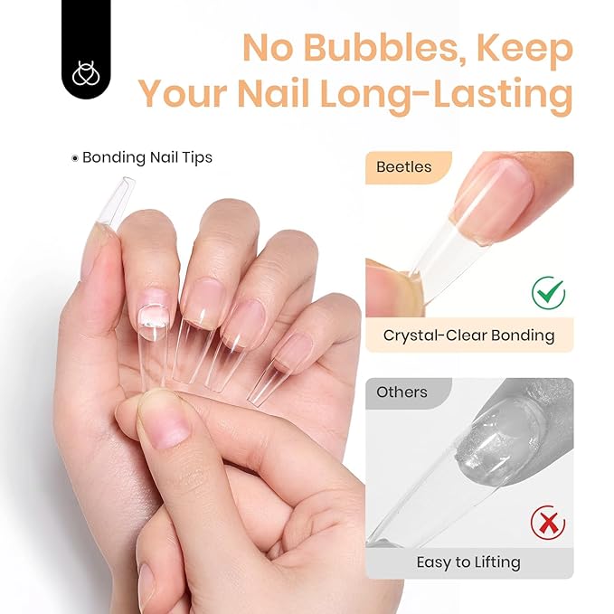 Beetles Nail Glue Gel 2Pcs*20g Tipex Solid Nail Glue Gel, Soft Nail Tips Gel Super Strong for Acrylic Nails Extension Fake Nails