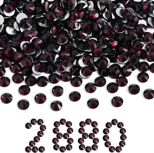 Beadsland Flatback Rhinestones Bulk, 2880pcs Burgundy Rhinestones for Nails Crafts Clothes DIY Decoration, Amethyst, SS30, 6.3-6.5mm