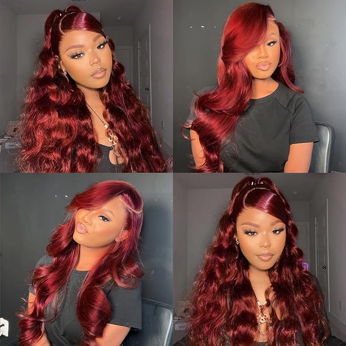26 Inch Reddish Brown Lace Front Wigs Human Hair Body Wave 13x6 Hd Transparent Lace Front Wig Human Hair Pre Plucked with Baby Hair 180% Density 33# Auburn Brown Lace Frontal Wigs