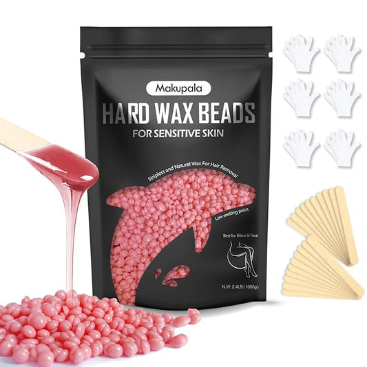Wax Beads, 2.4lb Unscented Waxing Beads for Sensitive Skin, Brazilian Waxing, Body, Bikini, Back, Leg, Underarms, Facial, Coarse Hair Removal, at Home Refill Natural Wax beans for Women Men