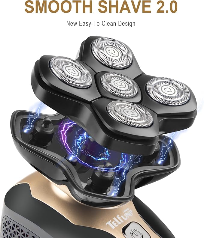 Upgrade Magnetic Head Shavers for Bald Men, Cordless & Comfort 5-in-1 Electric Razor - IPX7 Waterproof Wet/Dry Mens Grooming Kit - Easy Use Palm Shaver for a Smooth Bald Shave