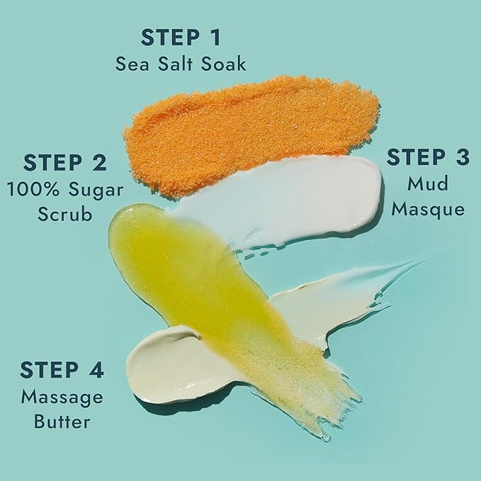 VOESH Pedi in a Box 4 Step Mango Delight - 3 Pack, Pedicure Set, at-Home Pedicure, DIY Pedi, Foot Treatment, Pedicure Supplies, Foot Spa, Foot Care