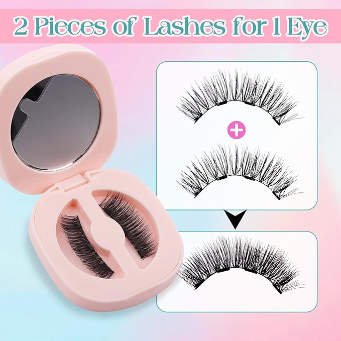 GEMERRY Magnetic Eyelashes with Applicator No Glue Needed Soft Fluffy Look Magnetic Lashes Easy to Wear and Remove