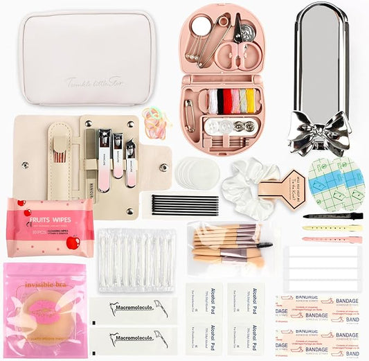 Women's Emergency Kit for Weddings - Survival Set With Makeup Bag, 36 Pc Essential Items for Brides Daily