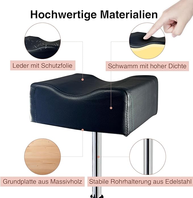 Pedicure Foot Rest,Height Adjustable Pedicure Chair,Non-Slip Pedicure Stool for Massage Office or Home,Black