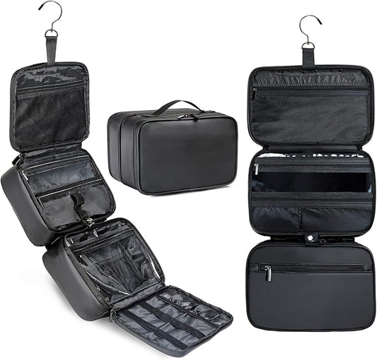 BAGSPRITE Large Hanging Toiletry Bag for Men and Women - Water-Resistant Travel Toiletry Bag - Makeup Cosmetic Bag Travel Organizer for Accessories, Shampoo, Full-size Container