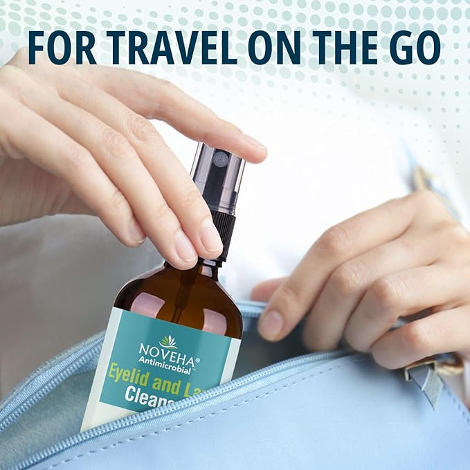 NOVEHA Eyelid and Lash Cleanser | Effective Relief from Irritation, Dry Eyes, Styes & Blepharitis, Pure and Gentle Hypochlorous Acid 0.02% Spray 120ml (4oz)