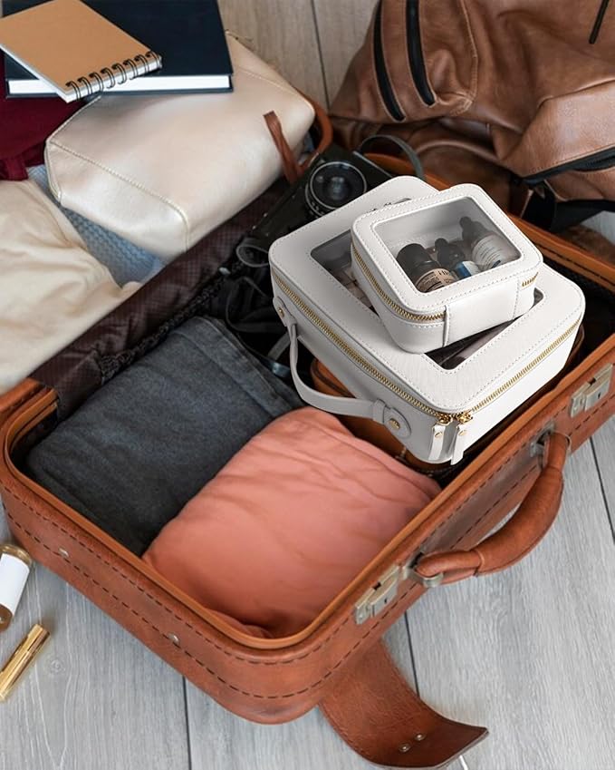 Clear Makeup Bag, Small Makeup Bag TSA Approved Toiletry Bag Cosmetic Travel Bag Cute Makeup Bag Organizer Makeup Case Pouch Car Essentials for Women Men