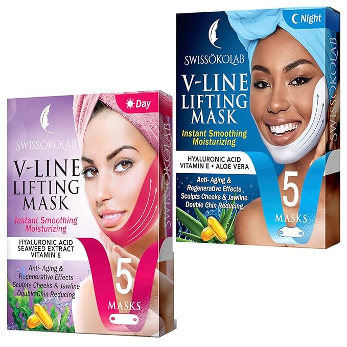 SWISSÖKOLAB Double Chin Reducer V Line Lifting Mask Face Slimming Strap Chin Neck V Shaped Lift Tape Chin Up Patch V Up Contour Tightening Firming