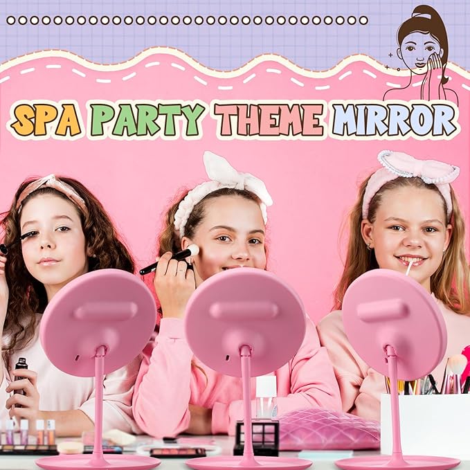 6 Pcs Spa Party Mirror Spa Party Supplies Sleepover Accessory Favors Makeup Mirror for Sleepover Slumber Birthday Favors Gift(Pink)