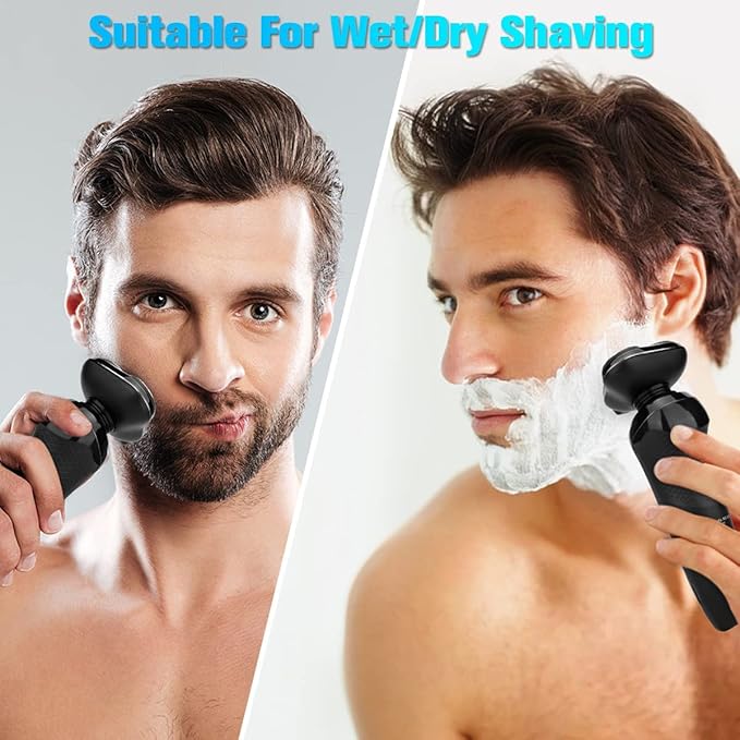 Electric Razor for Men, Men's Rotary Shavers, Waterproof, Wet and Dry Rechargeable Electric Shaver for Men's Faces with a Cordless and Floating Head,Portable Travel Razor,an Ideal Gift for Men
