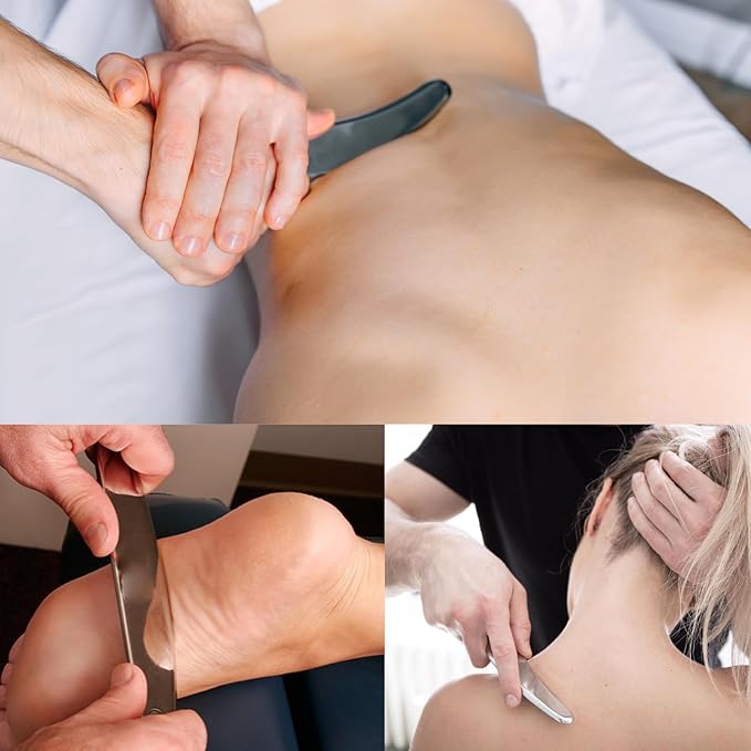 JWCASA Muscle Scraper Scar Tissue Massage Tools Foot, Neck, Knee, Leg Back Massager IASTM Tool for Physical Therapy & Plantar Fasciitis with 3 Pieces Set 17