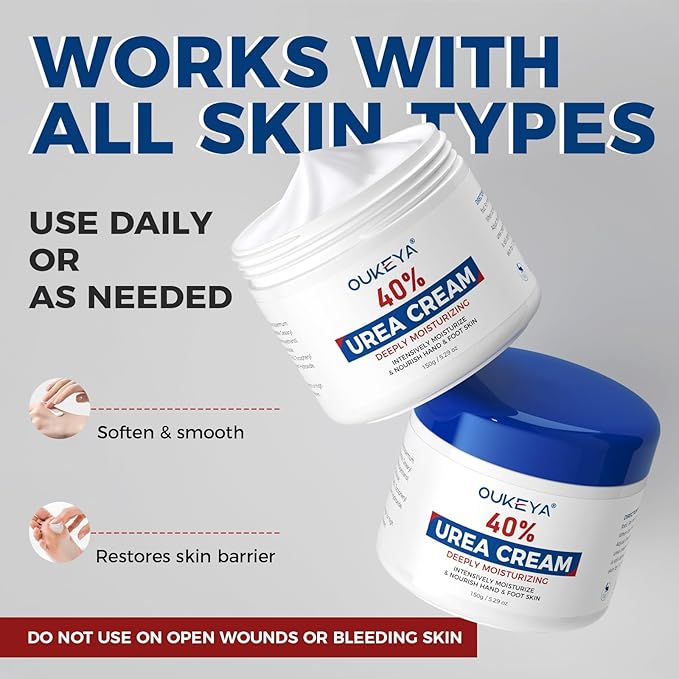 NEW FORMULA Urea Cream 40 Percent for Feet Maximum Strength, Hand Heels Dry Cracked Treatment Lotion for Knees & Elbows, Foot Dead Skin Cuticle Callus Remover Toenail Softener, 5.29 oz