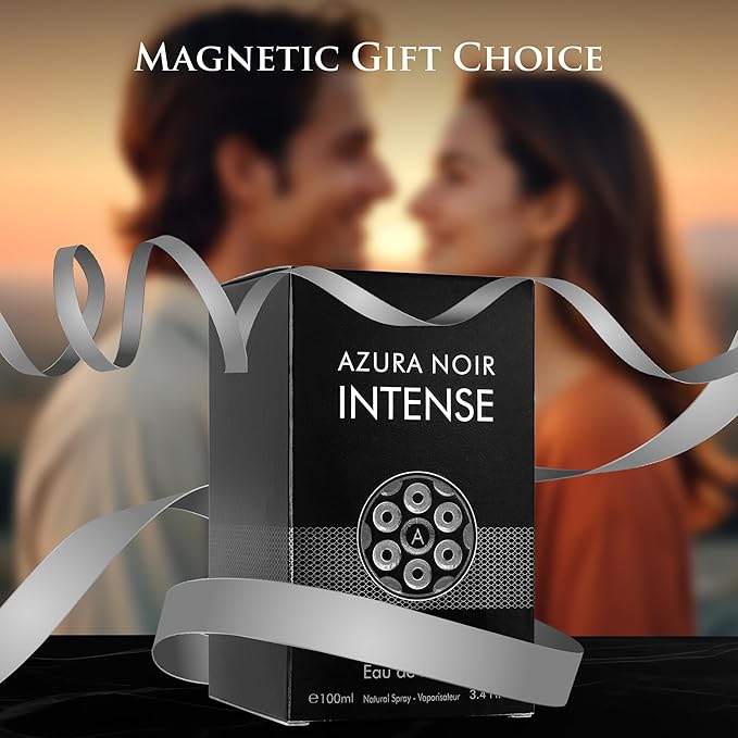 URBAN COLLECTION Azura Noir Intense Eau De Parfum for Men 3.4 fl oz – Cardamom & Earthy Notes – Bourbon Vanilla Base – Long Lasting – Elegant 100ml Bottle – Free of Paraben, Vegan & Cruelty-Free