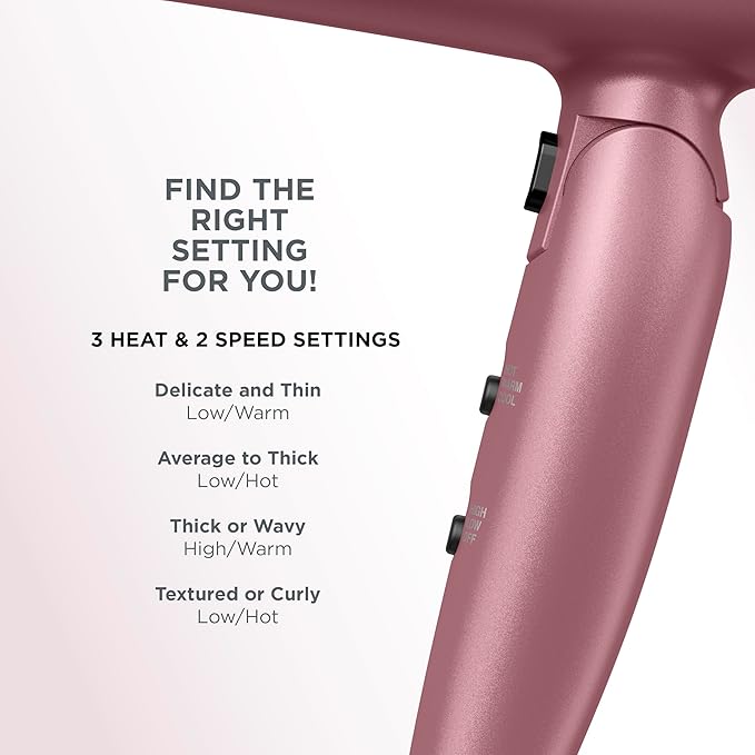 Conair Hair Dryer with Diffuser and Folding Handle, Travel Friendly Hair Dryer, Radiance Boost Blow Dryer for Less Frizz, More Shine, and Irresistibly Silky Hair, Includes Diffuser and Concentrator