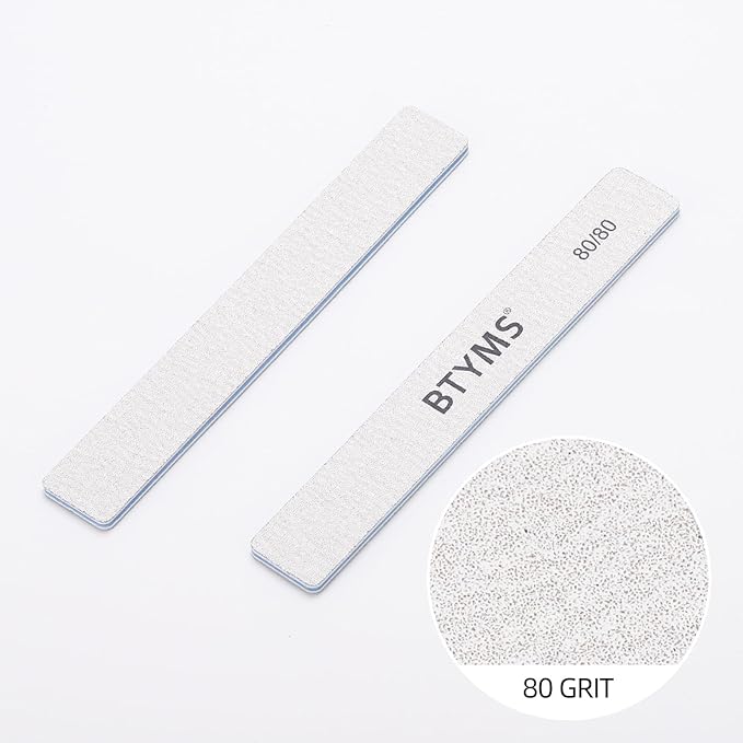 25 Count 80 Grit Rectangle Nail Files for Acrylic Nails, Reusable Buffering Files Double Sided Emery Boards for Nails