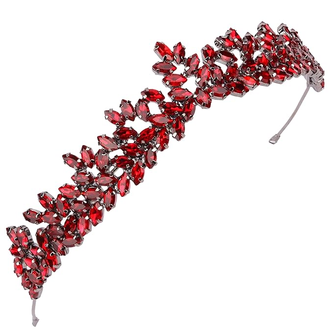 Women's Tiara, Crown for Henna Wedding Party | Glitter Hair Accessories for Bridal Birthday Pageant Prom Halloween Costume Christmas Party, Princess Crowns | Dream Design - Burgundy