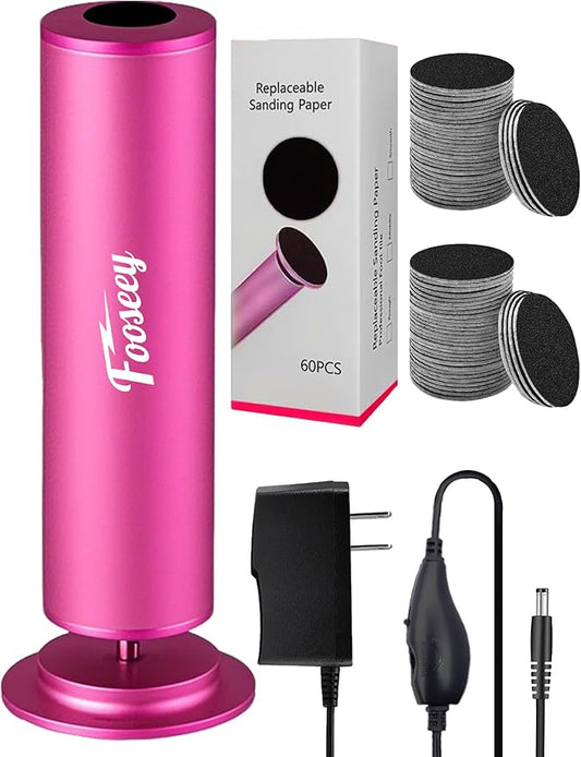 Electric Foot File Tool - Callus Remover for Feet (FSA or HSA Eligible), Professional Pedicure Machine with 60pcs Sandpaper Discs, Adjustable Speed Foot Files for Deadskin, Dry and Cracked Feet