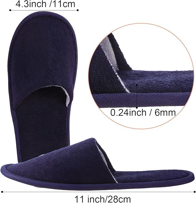 Geyoga 12 Pair Disposable House Slippers for Guests Non Slip Disposable Slippers for Spa Travel Hotel Shoeless Home Bride Bathroom Bedroom