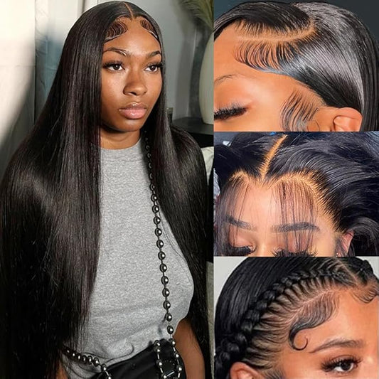 13x6 Straight Frontal Wigs Human Hair 180 Density 13x6 HD Lace Front Wigs Human Hair with Baby Hair Straight Glueless Wigs Human Hair Pre Plucked for Women 26 Inch