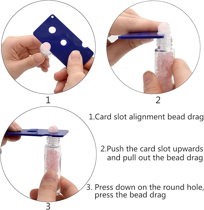 Essential Oil Roller Bottle 10ml w EVA Carrying Travel Case（Clear Glass Bottle with silver Cap、10pack、Gemstone Roller Balls、Healing Crystal Chips Inside、Opener)Gemstone Roller Ball Bottles