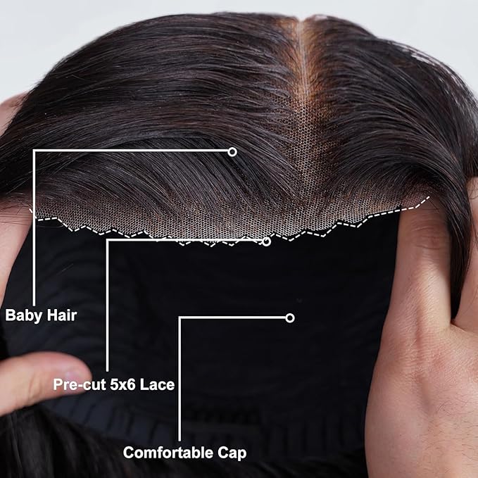 Arabella Hair 5x6 Bob Wig Human Hair Real 210% Density Ready to Go Glueless Wig Human hair 12A Straight Bob Wigs Human Hair Pre Cut Lace Pre Bleached Tiny Knots (12inch, 5x6 Glueless Bob)