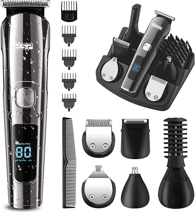 DSP® Facial Hair Trimmer for Men Electric Clippers and Grooming Sets for Pubic Hair Beard Nose Trimmer Kits USB Rechargeable IPX7 Waterproof