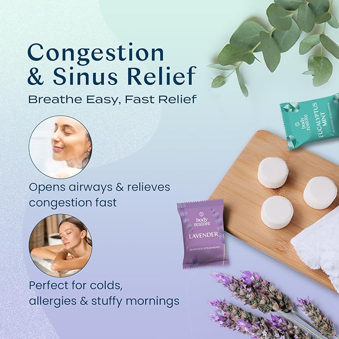 Body Restore Shower Steamers Aromatherapy 6 Pack - Mothers Day Gifts for Mom, Grandma, Birthday Gift for Dad, Daughter, Best Friend, Travel Essentials, Stress Relief, Self Care - Variety